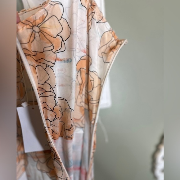 Dyvna ChaCha Peach Floral Overlay Braided Strap Silk Midi Dress Size 10 NWT - Picture 14 of 14